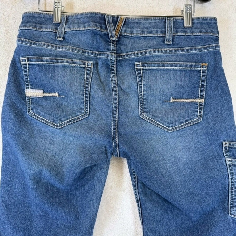 Ariat Rebar Riveter Straight Leg Jeans Nightride Mid Rise Blue Denim 32R - Picture 4 of 16